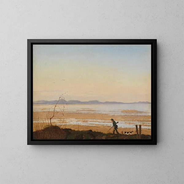 A Evening by the Lake Arres - Johan Thomas Lundbye — framed artwork on a wall
