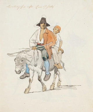 Johan Thomas Lundbye - En italiensk bonde med hans sn siddende p et sel.webp