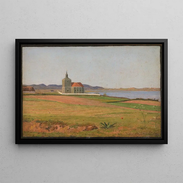Vinderød Church near Frederiksværk - Johan Thomas Lundbye — framed artwork on a wall
