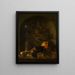 Still life with wicker jug - Johan van Haensbergen — framed artwork on a wall