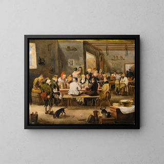 Tavern Scene - Johann Baptist Pflug — framed artwork on a wall