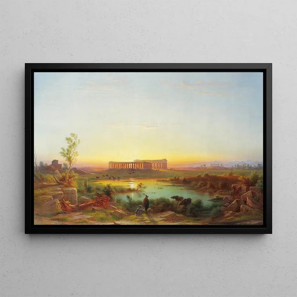 View of Paestum - Johann Rudolf Buhlmann — framed artwork on a wall