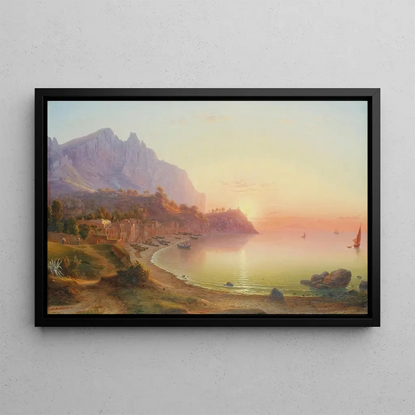View of the Italian coast probably Capri - Johann Rudolf Buhlmann — framed artwork on a wall