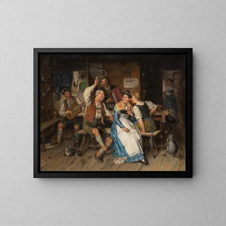 Joyful Crowd - Johann Adalbert Heine — framed artwork on a wall