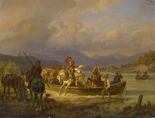 the horsemen disembarking from a ship - Johann Adam Klein — artwork view
