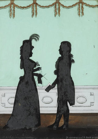 Johann Adolf Bendix Rohtermundt - Louis XVI interir med et par i silhuet.webp