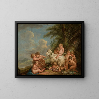 Les Amours en plein jeu - Johann Albrecht Friedrich Rauscher — framed artwork on a wall