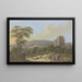 Landscape painting with a ruin, on the left a large tree in the foreground, two walkers - Johann Albrecht Friedrich Rauscher — framed artwork on a wall