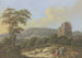 Landscape painting with a ruin, on the left a large tree in the foreground, two walkers - Johann Albrecht Friedrich Rauscher — artwork view