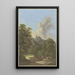 Vallée boisée avec vue sur une ruine de château au premier plan une bergère avec trois bovins et un chien - Johann Albrecht Friedrich Rauscher — framed artwork on a wall