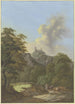 Vallée boisée avec vue sur une ruine de château au premier plan une bergère avec trois bovins et un chien - Johann Albrecht Friedrich Rauscher — artwork view