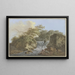 Cascade between two rocks, on the right two fishermen - Johann Albrecht Friedrich Rauscher — framed artwork on a wall