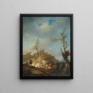 Johann Alexander Thiele - A Hilly Landscape With Travellers.webp
