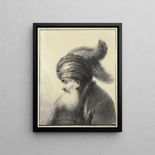 Johann Andreas Benjamin Nothnagel - Brtiger Alter mit Turban mit zwei langen Federn im Profil nach links.webp