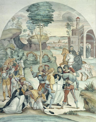 Johann Anton Ramboux - Saint Catherine of Siena Rescues Two Dominicans from the Hands of Robbers.webp