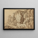 Young couple sitting near a massive rock formation - Johann August Nahl II — framed artwork on a wall