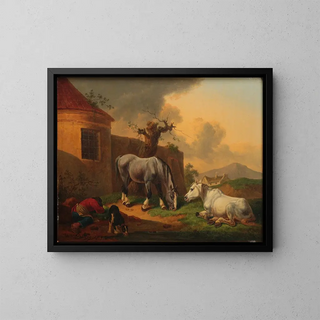 Horses - Johann Baptist Dallinger von Dalling — framed artwork on a wall