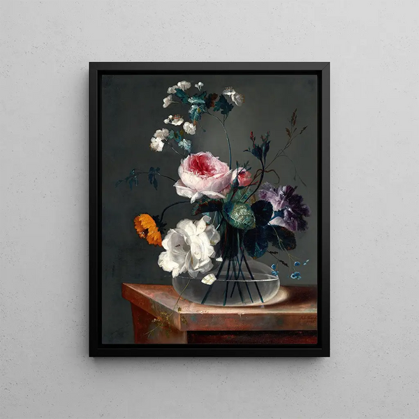 Flower Still Life Painting - Johann Baptist Drechsler — framed artwork on a wall