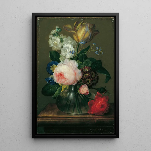 Small still life of flowers - Johann Baptist Drechsler — framed artwork on a wall