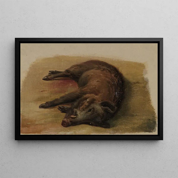 Wild boar shot - Johann Baptist Kirner — framed artwork on a wall