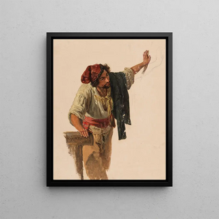 Johann Baptist Kirner - Italiener mit Kinnbart sich mit der linken Hand absttzend.webp