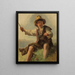 an Italian boy sitting on a hay cart - Johann Baptist Kirner — framed artwork on a wall