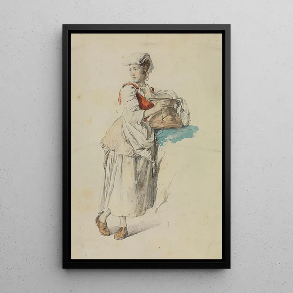Italian girl with jug - Johann Baptist Kirner — framed artwork on a wall