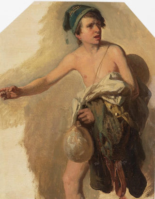 Johann Baptist Kirner - Nackter Junge mit Kleidern ber dem Arm im Schritt nach links.webp