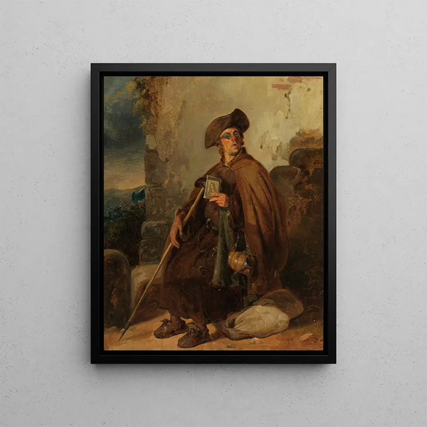 Pilgrim sitting - Johann Baptist Kirner — framed artwork on a wall
