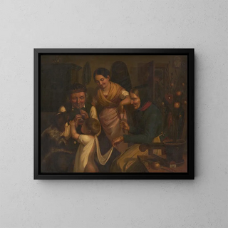 The Feast of Saint Nicholas in the Black Forest - Johann Baptist Laule — framed artwork on a wall