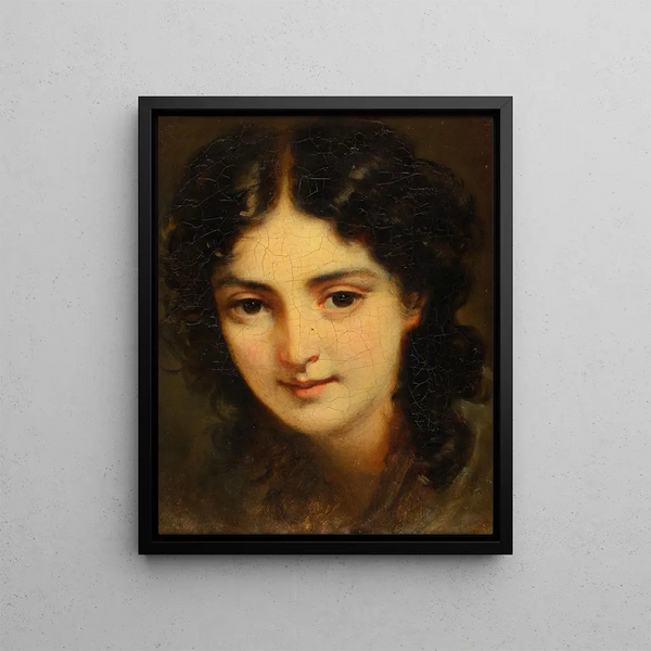 Portrait of a Young Woman - Johann Baptist Reiter — framed artwork on a wall