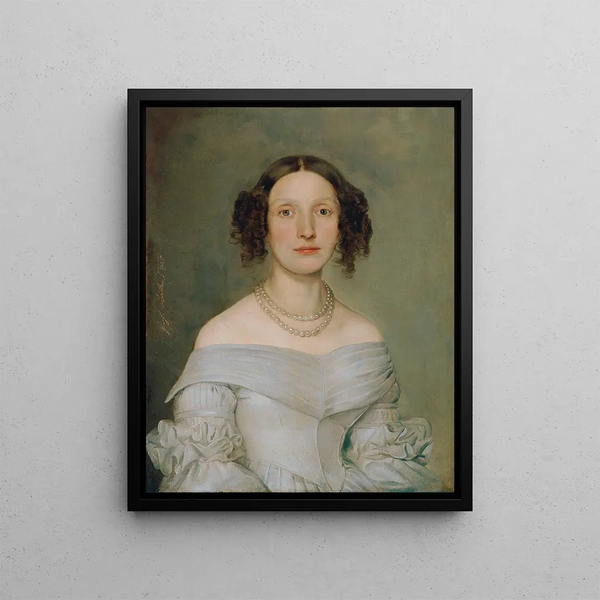 Lady in light blue dress - Johann Baptist Reiter — framed artwork on a wall