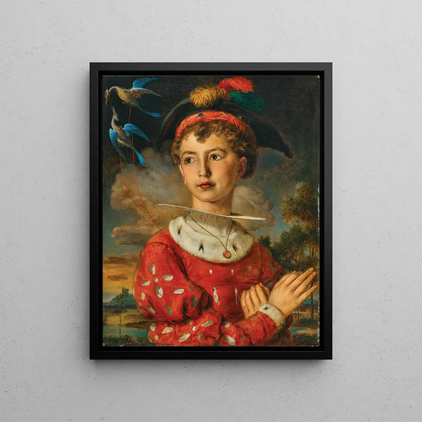 Portrait of his son Moritz in profile - Johann Baptist Reiter — framed artwork on a wall