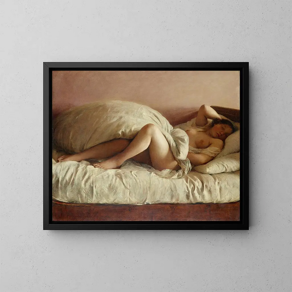 a Sleeping Woman - Johann Baptist Reiter — framed artwork on a wall