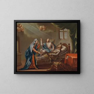 Death of Joseph - Johann Baptist Schmon — framed artwork on a wall