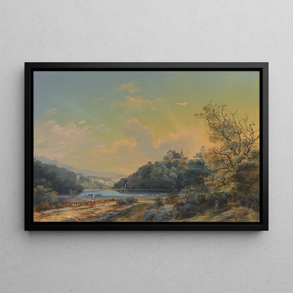 Romantic solitude view painting near Arlesheim in the bishopric of Basel - Johann Baptist Stuntz — framed artwork on a wall