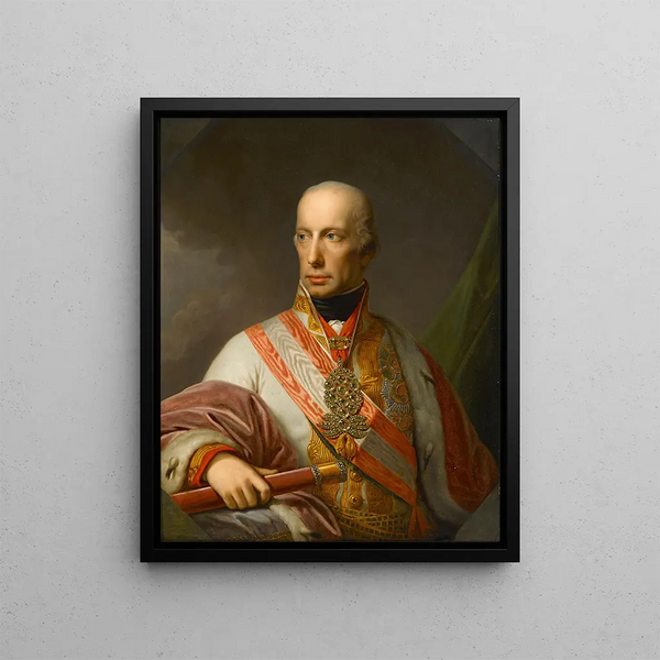 a portrait of Emperor Francis I II of Austria - Johann Baptist von Lampi the Elder — framed artwork on a wall