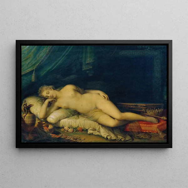 Venus Dormant on a Rest Bed - Johann Baptist von Lampi the Younger — framed artwork on a wall