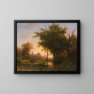 Forest landscape with pond - Johann Bernhard Klombeck — framed artwork on a wall