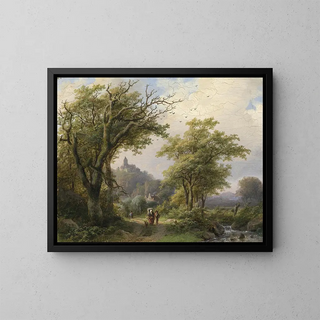 Promeneur au bord d'un ruisseau - Johann Bernhard Klombeck — framed artwork on a wall