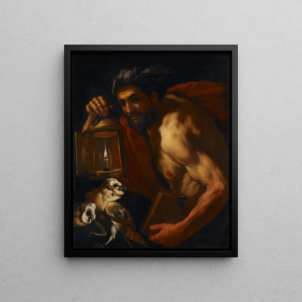 Diogenes - Johann Carl Loth — framed artwork on a wall