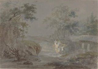 Johann Caspar Huber - Wooded Cliffs along a Riverbank.webp