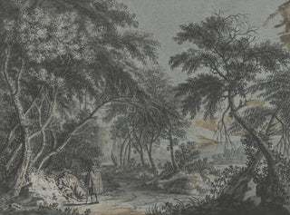 Forest Exit with Two Hikers Resting Under Coats - Johann Caspar Zehender — artwork view