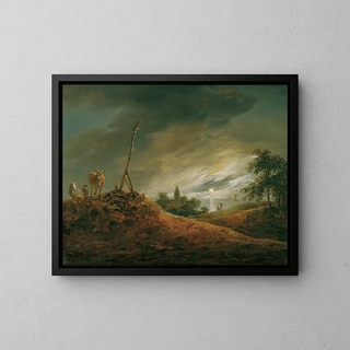 Evening Landscape - Johann Christian Brand — framed artwork on a wall