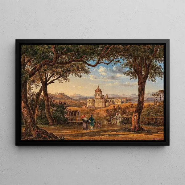 Rome, view of St. Peter's Basilica - Johann Christoph Gubig — framed artwork on a wall