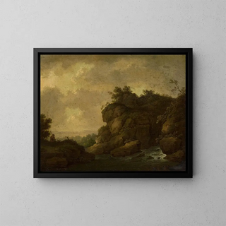 Romantic landscape painting with a shepherd - Johann Christoph von Bemmel — framed artwork on a wall