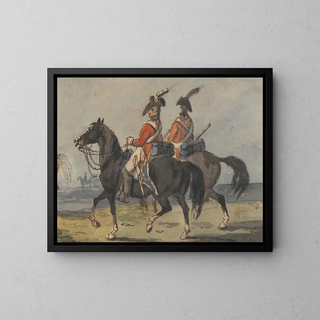 Two members of the Royal Guard on horseback - Johann Conrad Gessner — framed artwork on a wall