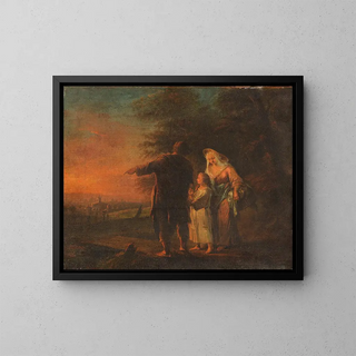 Sainte Famille en route pour Jérusalem - Johann Conrad Seekatz — framed artwork on a wall