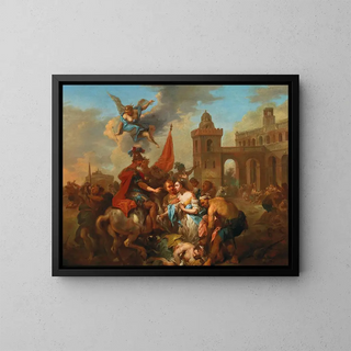 Romulus et Hersilie - Johann Conrad Seekatz — framed artwork on a wall
