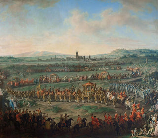 Emperor Francis I Entry, Étienne and his son Joseph II in Frankfurt on March 29, 1764 - Johann Dallinger von Dalling — artwork view